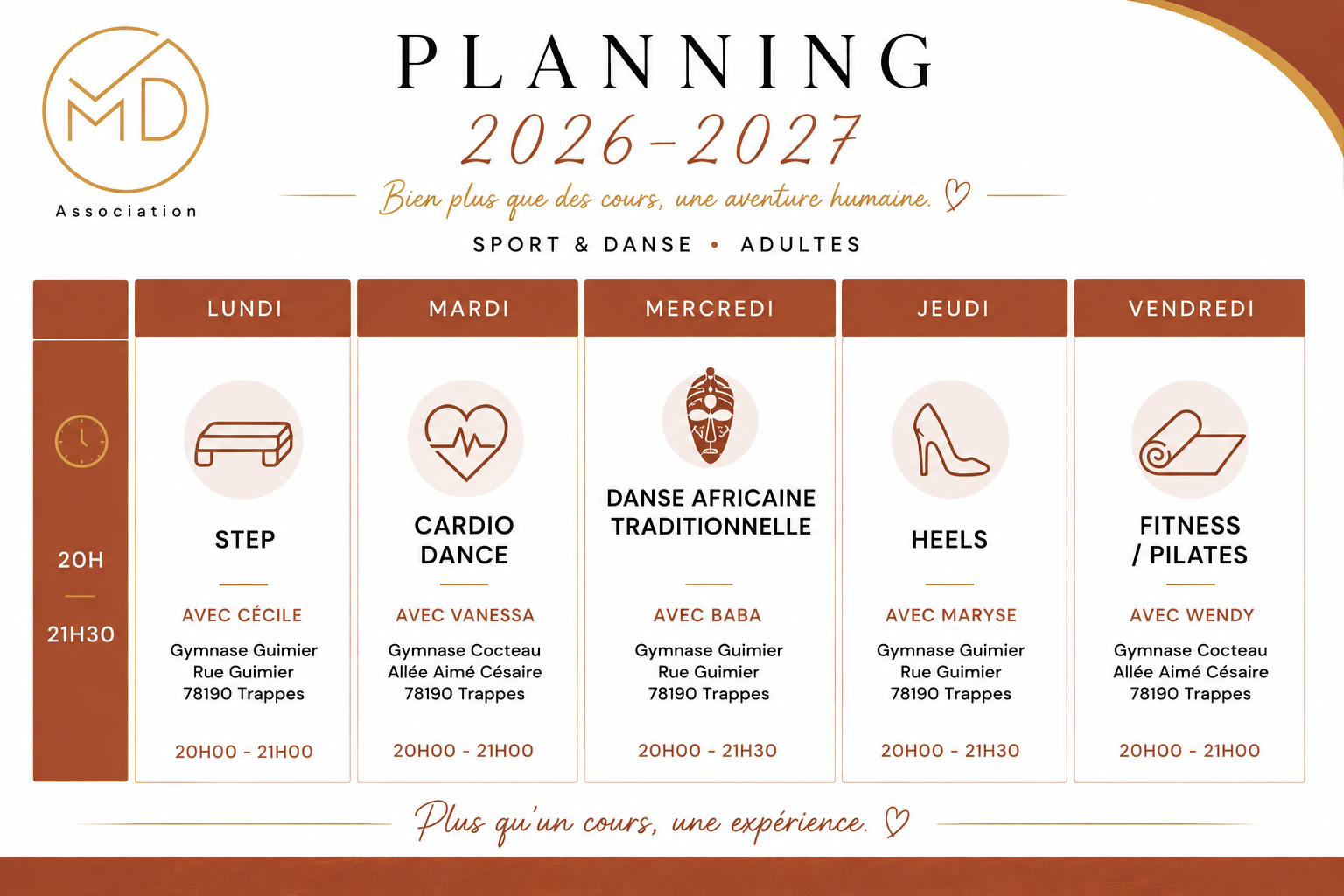 Planning Sport et Danse Adultes 2026-2027